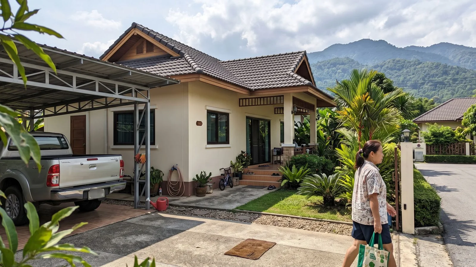 A house with a garden in a gated community outside Chiang Mai